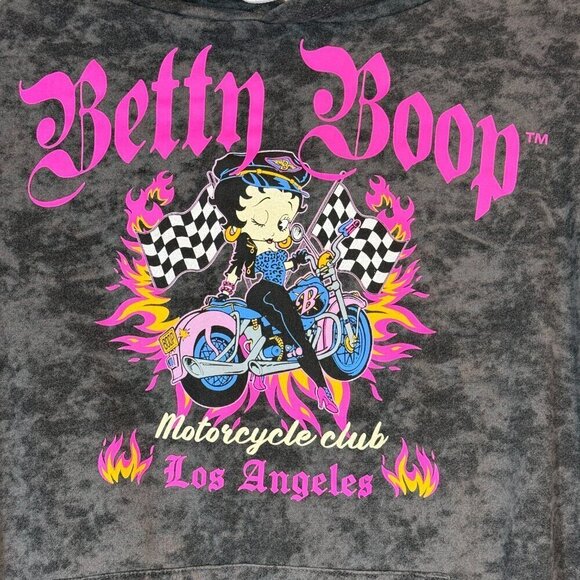 Betty Boop Hoodie Sweatshirt Gray Born to Ride XS - Picture 2 of 8